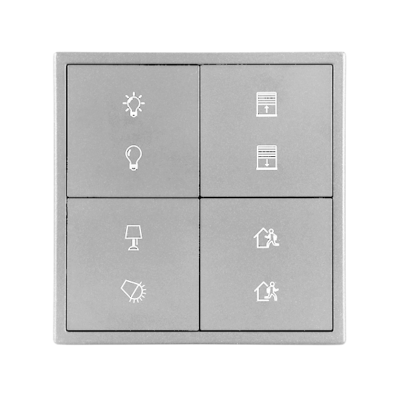 4-клавишная (8 активных кнопок) панель серии Tile, металл (без рамки и шинного соединителя HDL-MPPI/TILE.48) фото 4