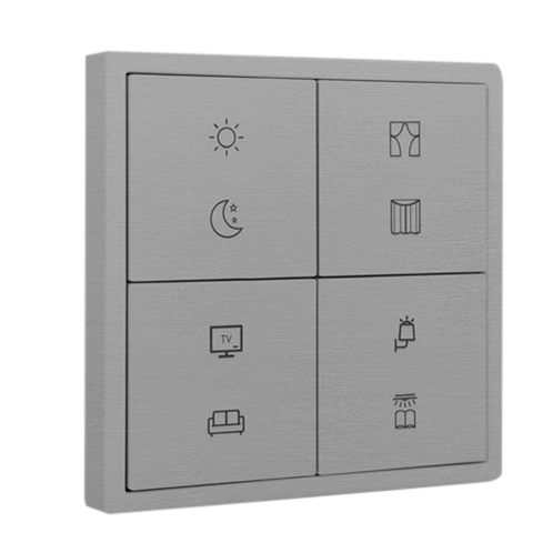 4-клавишная (8 активных кнопок) панель KNX серии Tile, металл (без рамки и шинного соединителя M/PTCI.1) фото 2