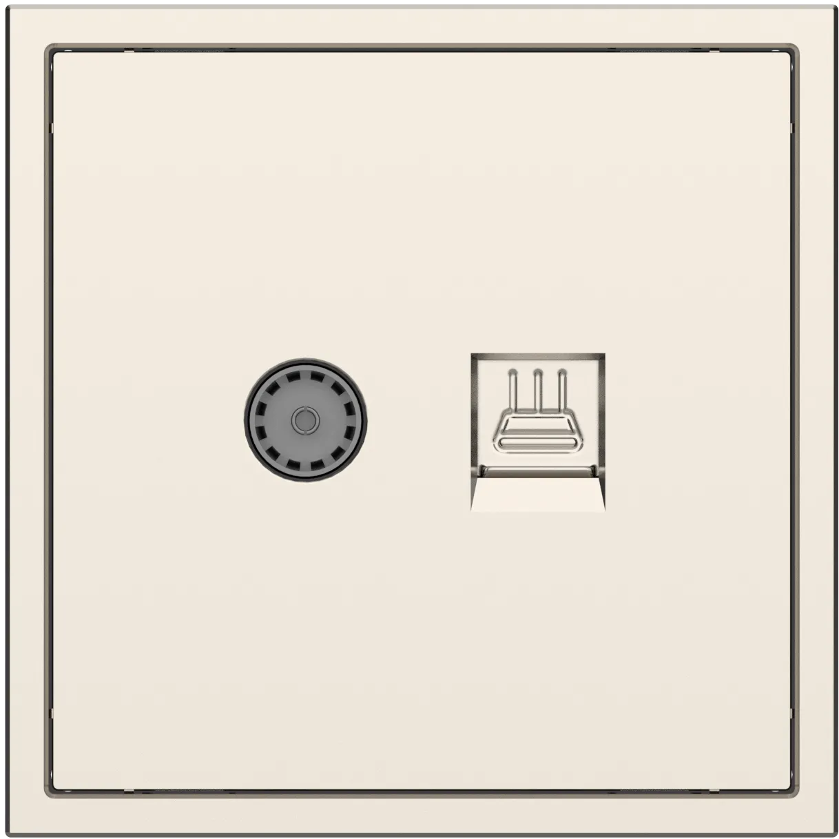 Двойная розетка TV+Ethernet серии Tile 2.1, пластик (без рамки) фото 3