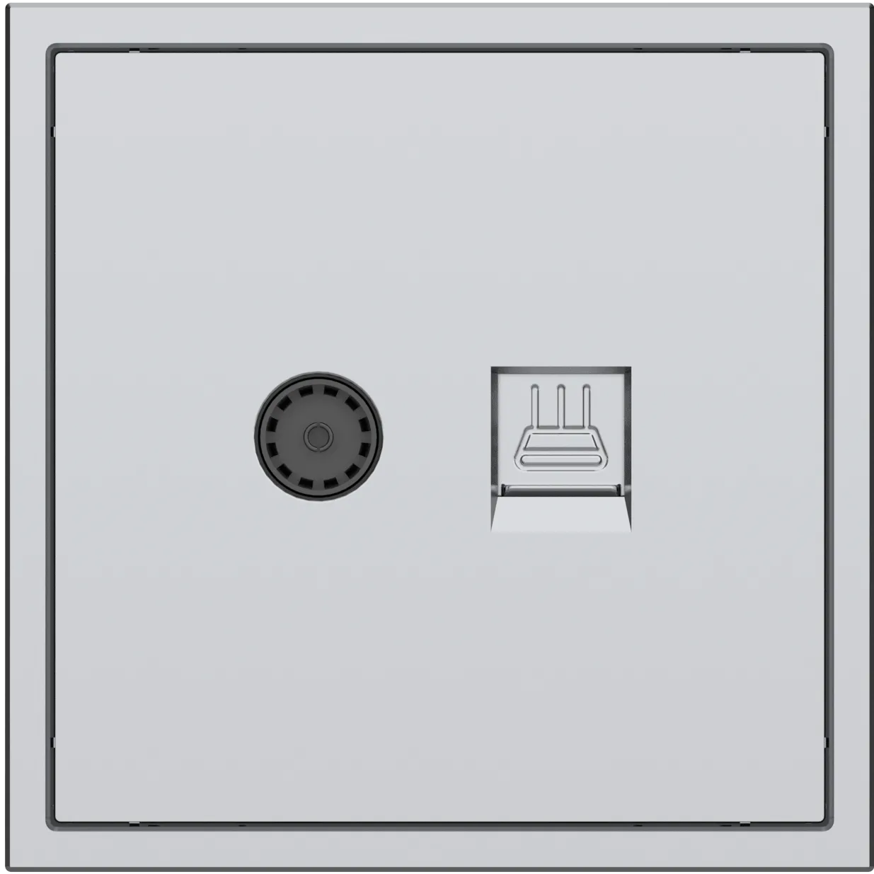 Двойная розетка TV+Ethernet серии Tile 2.1, пластик (без рамки) фото 4