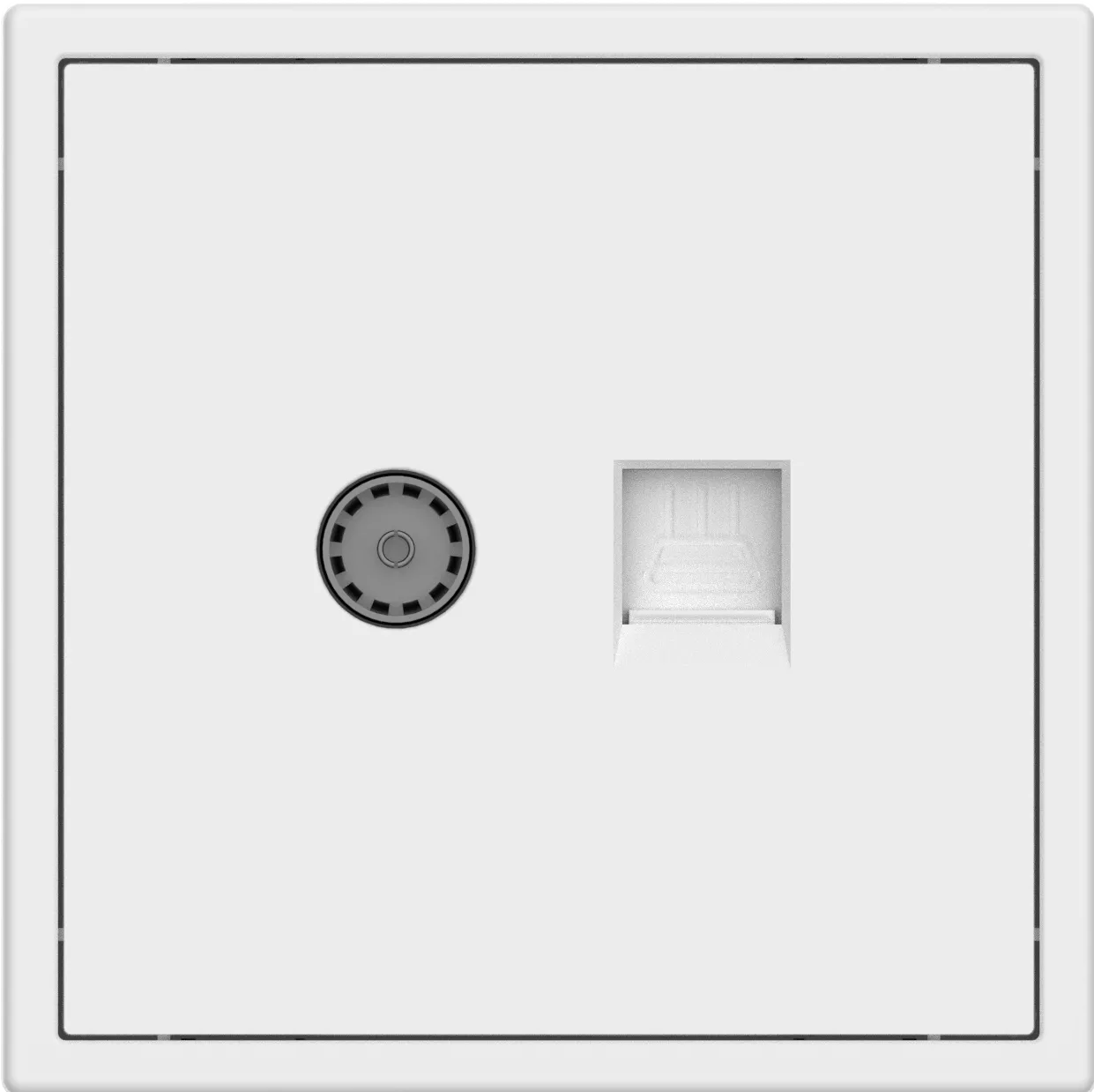 Двойная розетка TV+Ethernet серии Tile 2.1, пластик (без рамки)